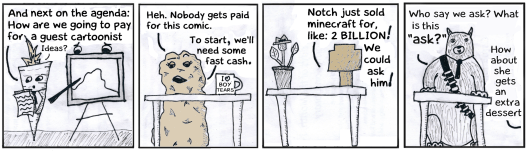 Codex and Q get their kid to draw a comic for them so they can sleep in