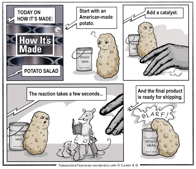 Terri Shows how feminist potato salad is made.