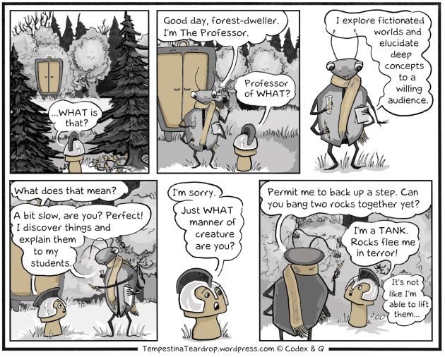 Rory the Tank meets the mysterious Professor What in Dewberry Woods