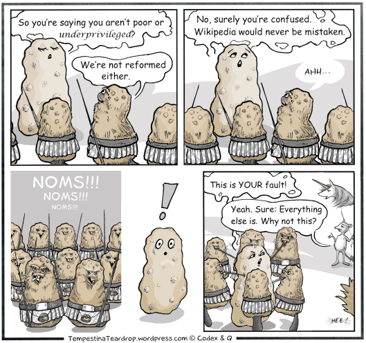 Terri Discovers that the Clan of the Pointy Stick are Unreformed Potato Cannibals